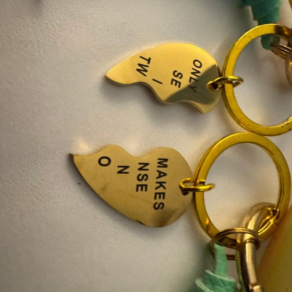 Bangle Key Ring‎ Bracelet Set Only Someone Makes Two Whole Gold Teal Tassel